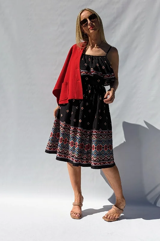 1970s Ian Peters Summer Dress with Aztec Pattern