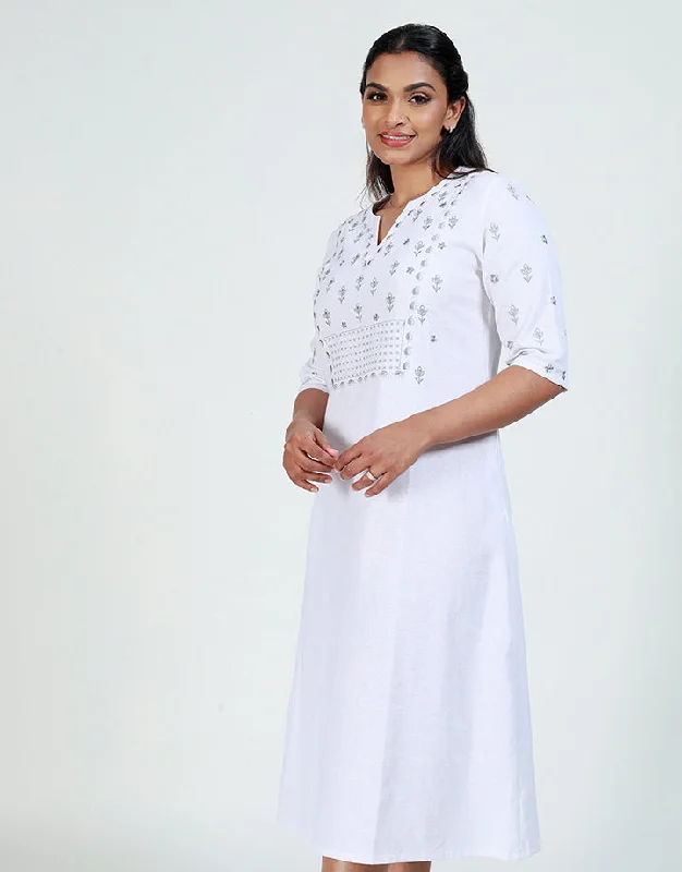Linen Dress with Embroidery