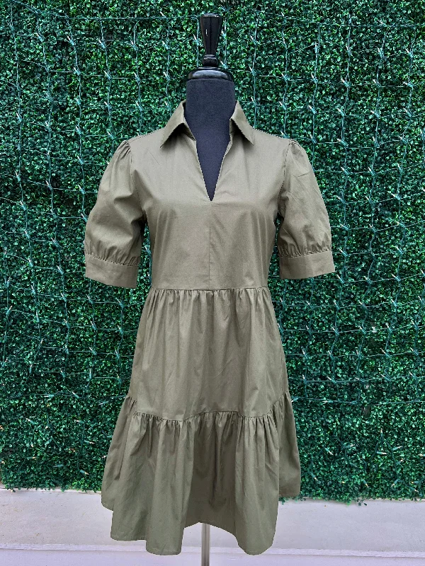 Olive Cotton Dress