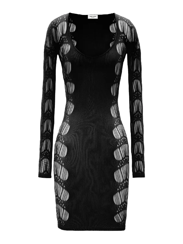 PERFORATED JERSEY KNIT DRESS