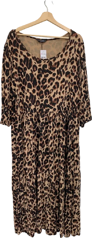 Yours Brown Leopard Print Dress UK 26-28