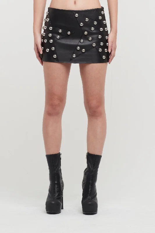 Area Studded Polka Dot Leather Skirt lace skirt intricate