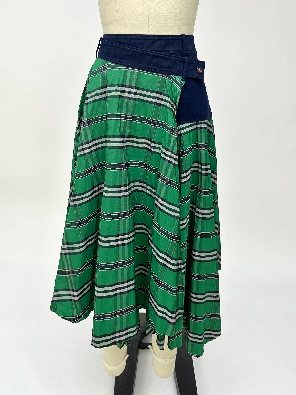 Cedric Charlier Tartan Taffeta Asymmetricl Skirt* wool skirt sturdy