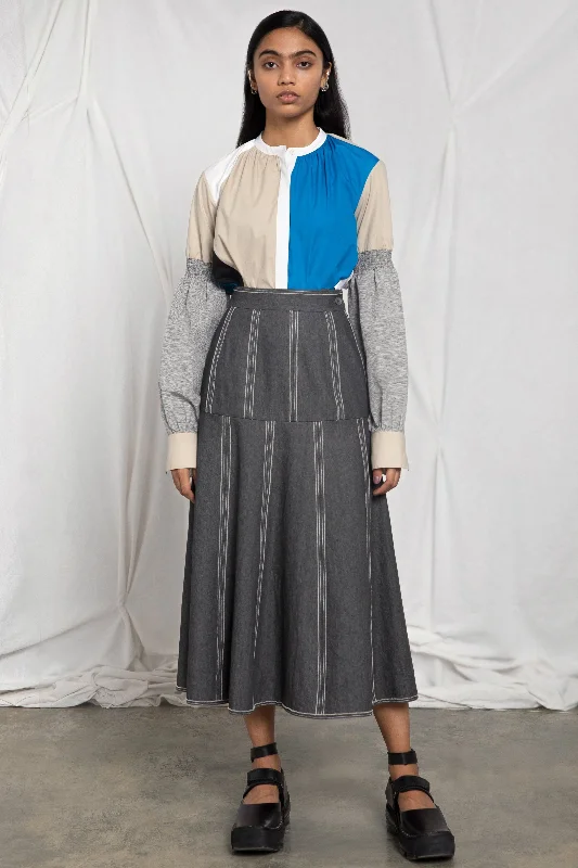 Panelled denim skirt denim skirt durable