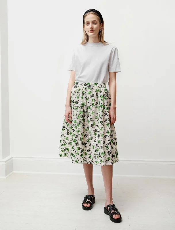 Wade Gathered Skirt Green/Cream corduroy skirt comfortable