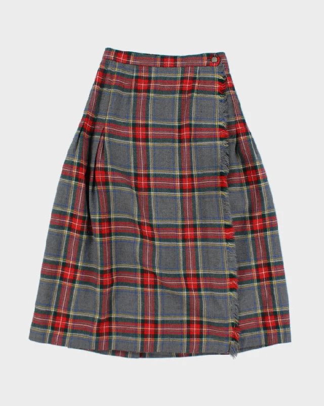 Vintage Highland Queen Wool Checked Pleated Skirt - XS corduroy skirt durable