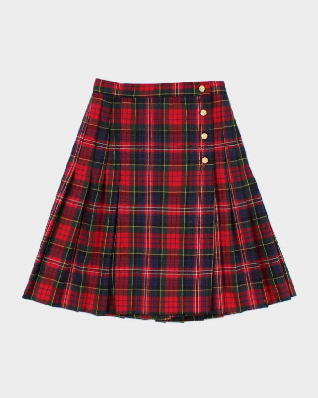 Vintage Nygard Wool Pleated Check Skirt - XS patchwork skirt art