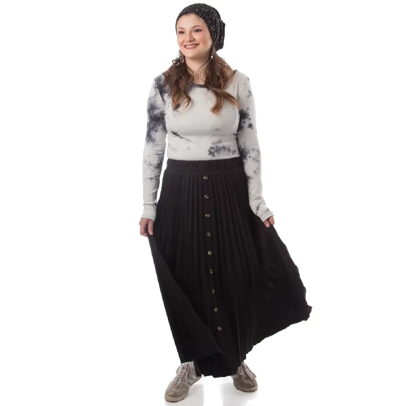 Women's Buttoned Down Pleated Skirt chiffon skirt lightweight