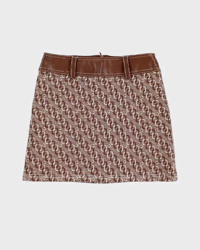 Y2k 00s Morgan De Toi Brown Mini Skirt - S leather skirt bold