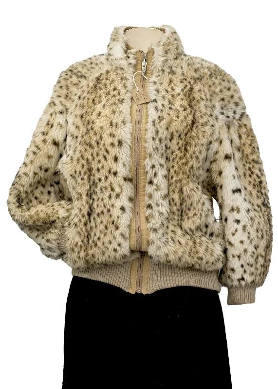 Vintage Faux Lynx Cheetah Reversible Bomber Jacket • Beige Lining Cotton Fabric Linen Fabric Terry Fabric Vintage Faux Lynx Cheetah Reversible Bomber Jacket • Beige Lining Cotton Fabric Linen Fabric Terry Fabric