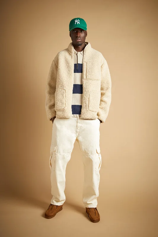 SHERPA ZIP UP JACKET One-Shoulder Jacket Off-the-Shoulder Jacket Asymmetrical Jacket
