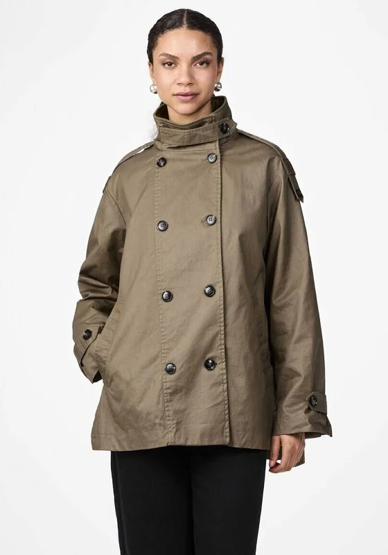 Y.A.S Park Short Parka Jacket, Green Zippered Jacket Buttoned Jacket Snapped Jacket