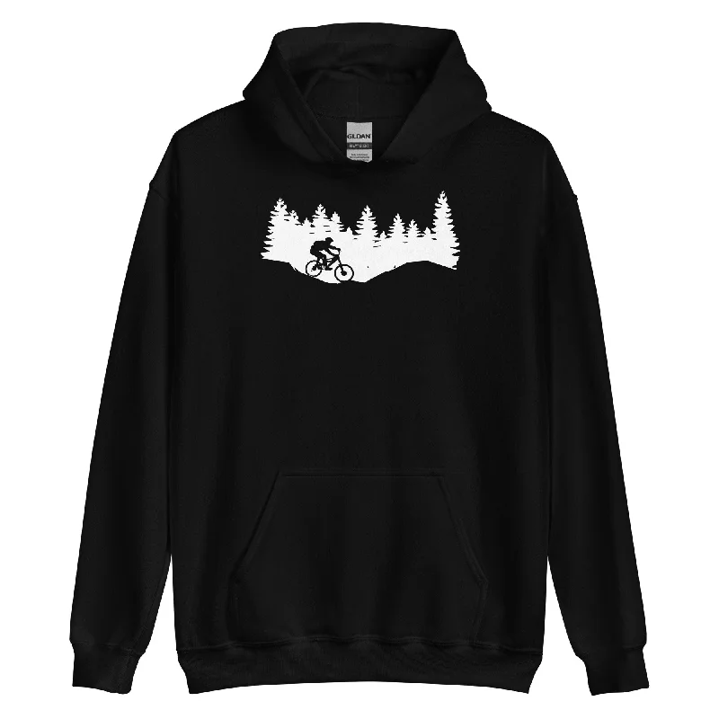 Bäume - Radfahren - (9) - Unisex Hoodie Hoodie with Hem Frayed Vintage Worn