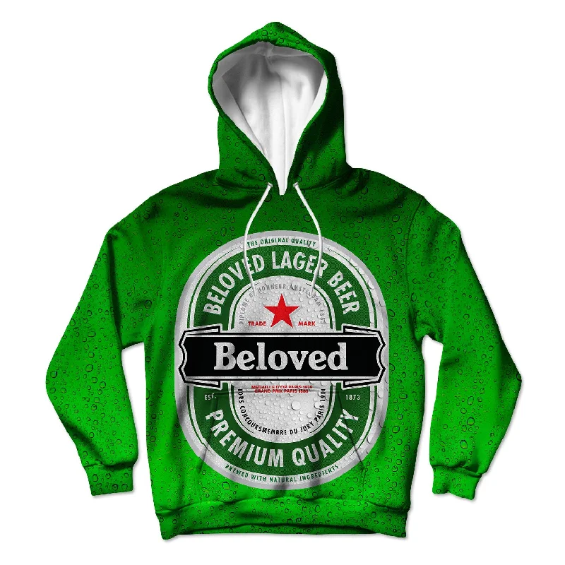 Beloved Lager Beer Unisex Hoodie Hoodie with Slit Hem Functional Movement