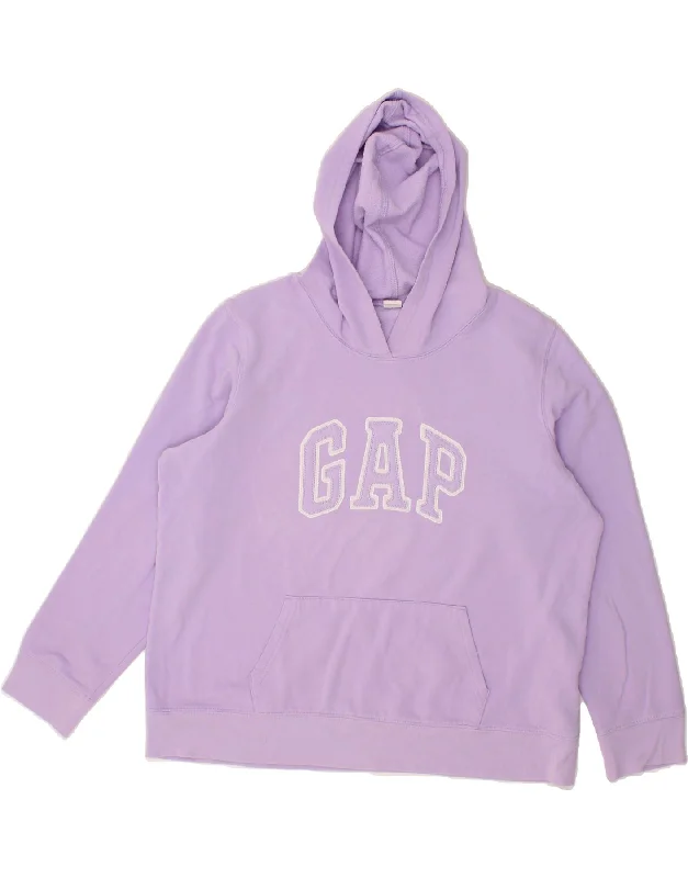 GAP Womens Graphic Hoodie Jumper UK 18 XL Purple Cotton Hoodie with Emblem Brand Identity