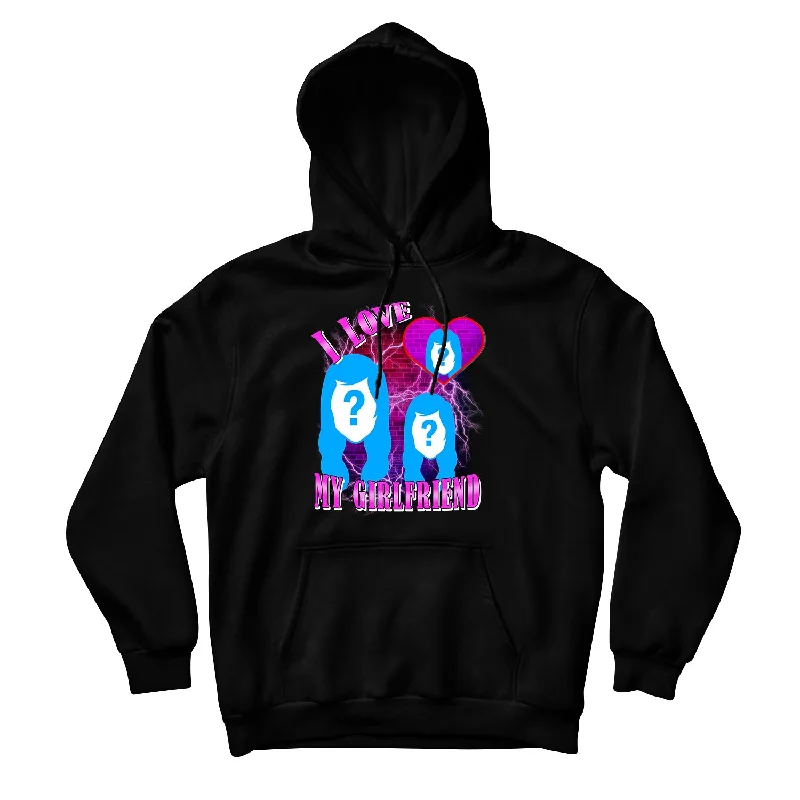 I Love My Girlfriend Custom Unisex Hoodie Hoodie with Hem Embroidery Detailed Premium