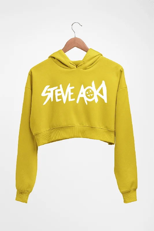 Steve Aoki Crop HOODIE FOR WOMEN Hoodie with Pattern Geometric Abstract