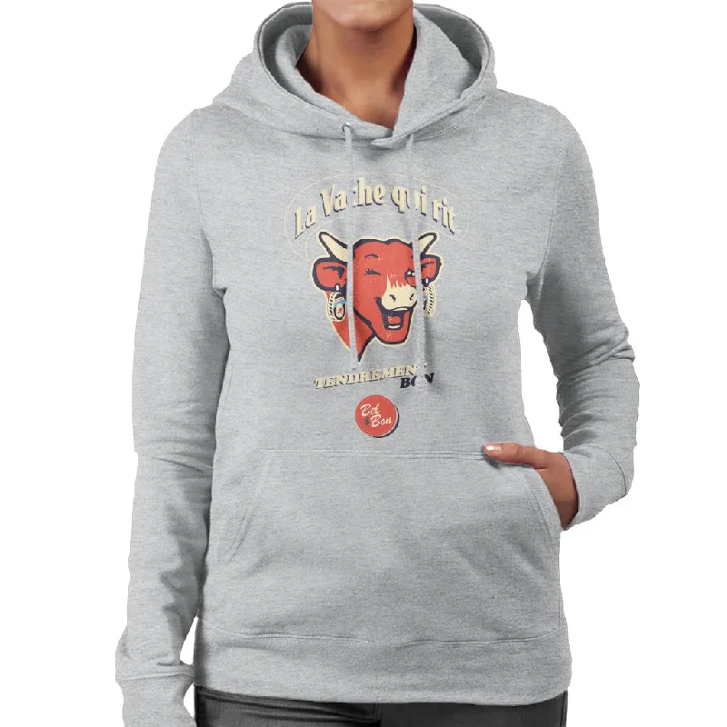 The Laughing Cow French Slogan Women's Hooded Sweatshirt Hoodie with Embroidery Detailed Premium The Laughing Cow French Slogan Women's Hooded Sweatshirt Hoodie with Embroidery Detailed Premium