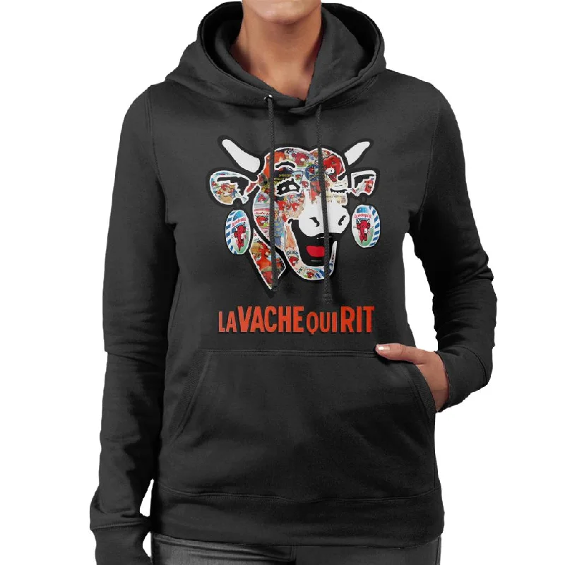 The Laughing Cow Historical Logos Women's Hooded Sweatshirt Hoodie with Hem Patch Decorative Personalized The Laughing Cow Historical Logos Women's Hooded Sweatshirt Hoodie with Hem Patch Decorative Personalized