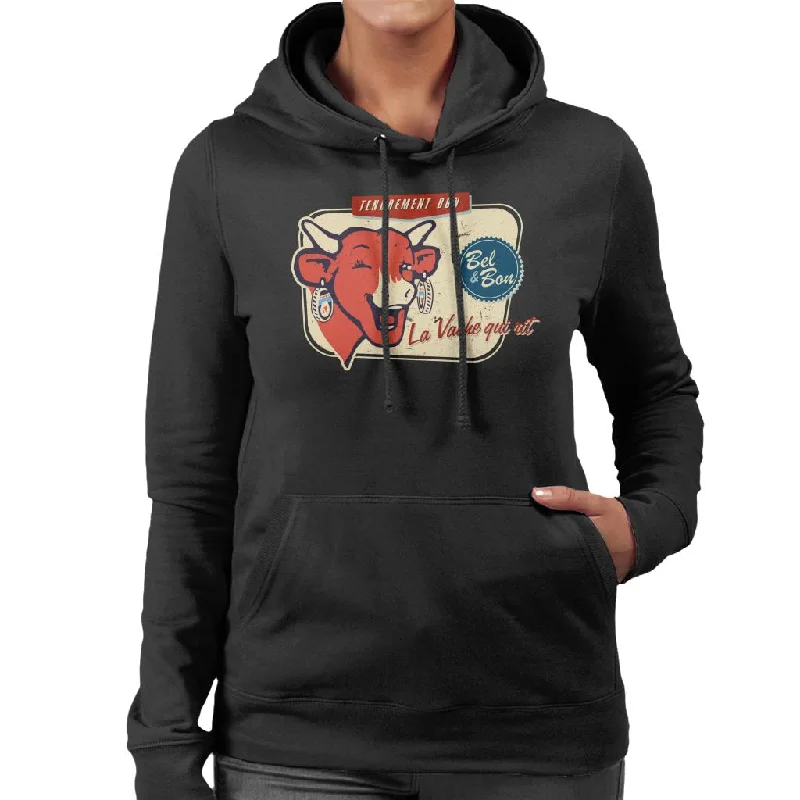 The Laughing Cow La Vache Qui Rit Retro Distressed Women's Hooded Sweatshirt Hoodie with Hood Adjustable Protection The Laughing Cow La Vache Qui Rit Retro Distressed Women's Hooded Sweatshirt Hoodie with Hood Adjustable Protection