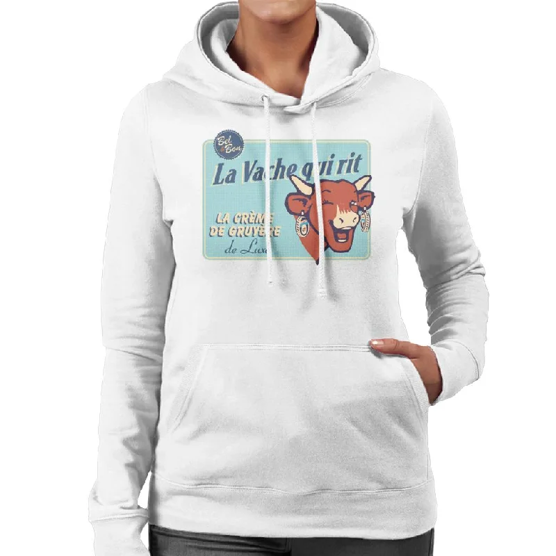 The Laughing Cow Luxury Cream Of Gruyere Women's Hooded Sweatshirt Hoodie with Hem Contrast Bold Stylish