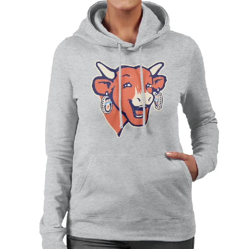 The Laughing Cow Modern Logo Women's Hooded Sweatshirt Hoodie Dress Longline Feminine