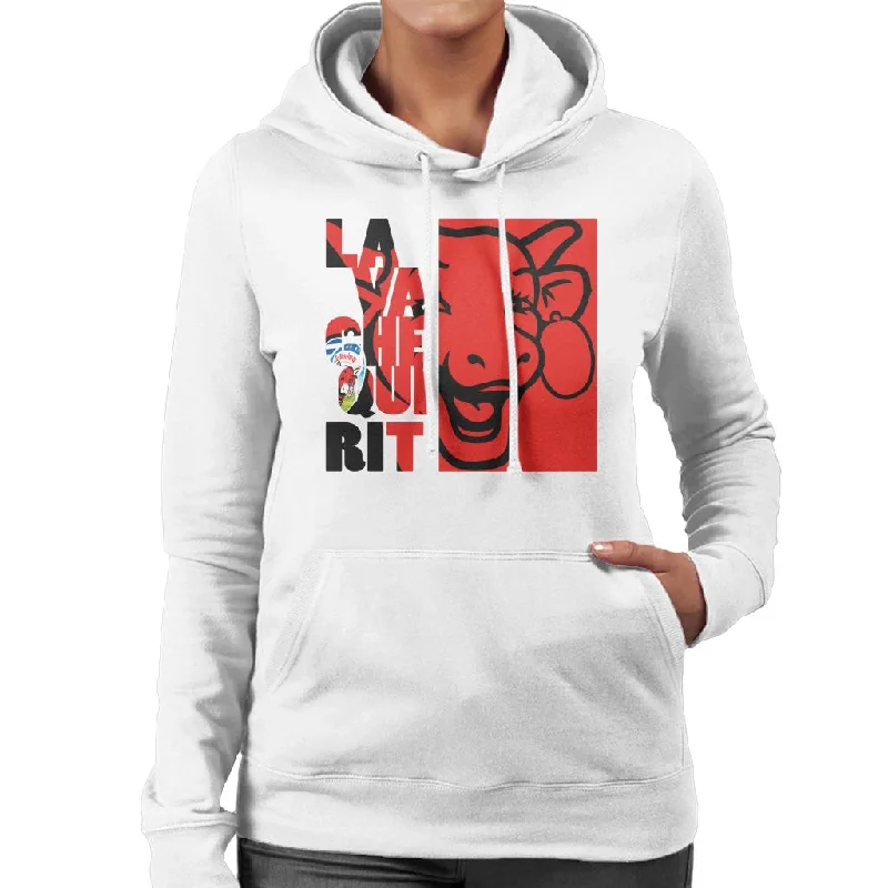 The Laughing Cow Red Montage Women's Hooded Sweatshirt Hoodie with Strings Custom Fit Adjustable The Laughing Cow Red Montage Women's Hooded Sweatshirt Hoodie with Strings Custom Fit Adjustable