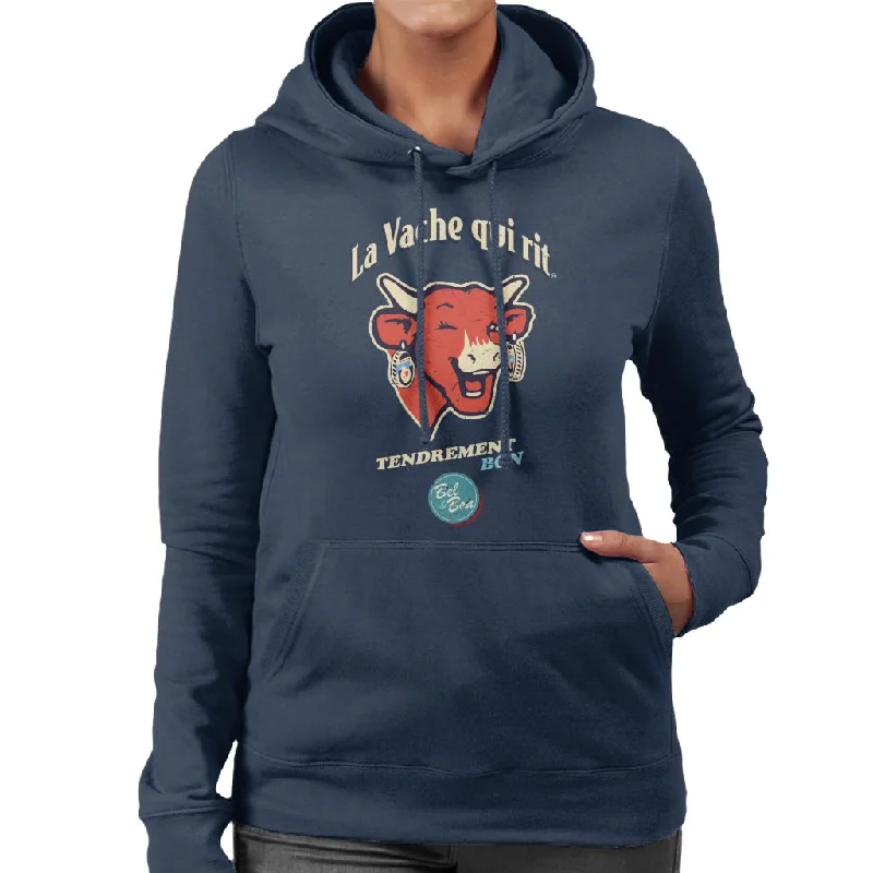 The Laughing Cow Tendrement Bon Women's Hooded Sweatshirt Hoodie with Thumb Holes Functional Cozy The Laughing Cow Tendrement Bon Women's Hooded Sweatshirt Hoodie with Thumb Holes Functional Cozy