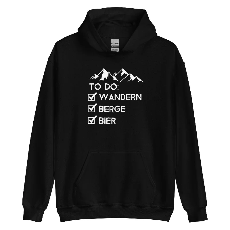 To Do Liste - Wandern, Berge, Bier - Unisex Hoodie Hoodie with Stripes Bold Sporty