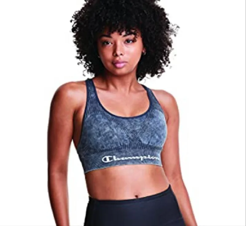 Champion Women's The Eco Infinity Sports Bra, Black, Large High-Cut Bra Design