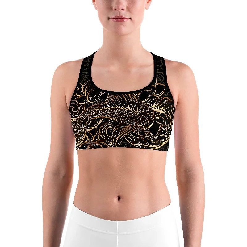 Golden Oriental Koi Fish Sports bra Comfortable Lace Bra