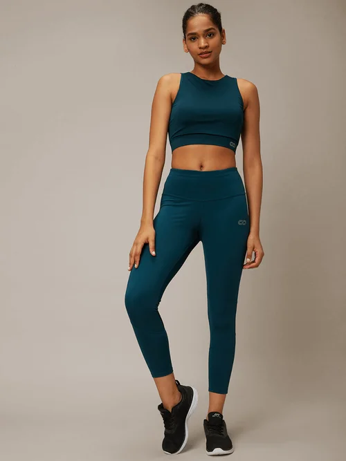 Teal Padded Cross Back Crop Top & 7/8 Leggings Ribbed Crop Top High Neck Heavyweight Teal Padded Cross Back Crop Top & 7/8 Leggings Ribbed Crop Top High Neck Heavyweight