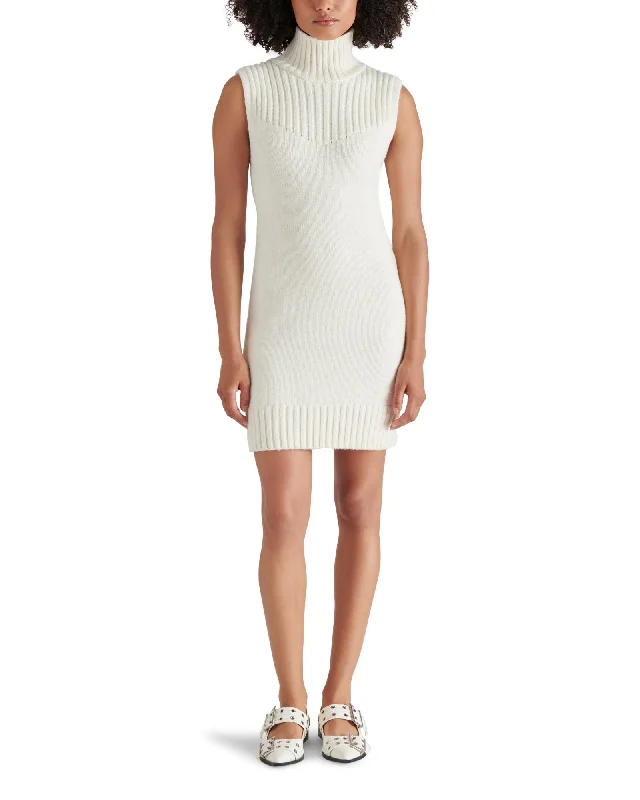KARISSA SWEATER DRESS NATURAL Ribbed Striped Patterned