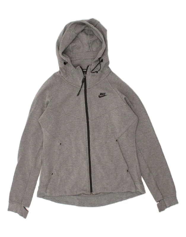 NIKE Womens Zip Hoodie Sweater UK 14 Medium Grey Cotton Mesh Blend Leather Blend Suede Blend NIKE Womens Zip Hoodie Sweater UK 14 Medium Grey Cotton Mesh Blend Leather Blend Suede Blend