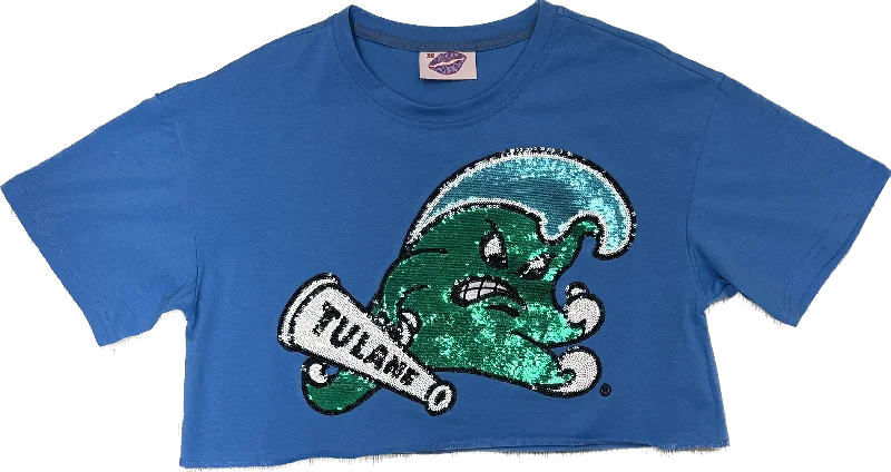 Sequin Angry Wave Crop Top Elegant Classic Vintage