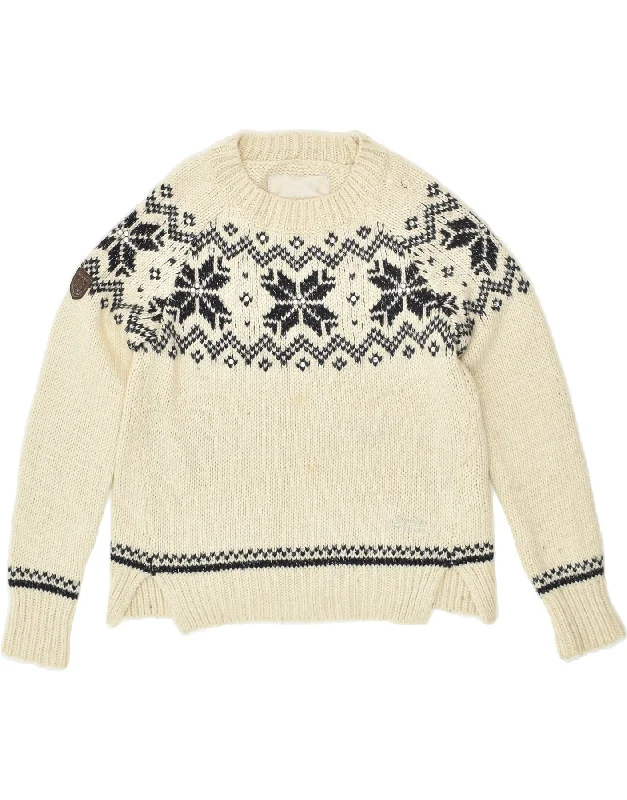 SUPERDRY Womens Crew Neck Jumper Sweater UK 12 Medium White Fair Isle Wool Faux Fur Fabric Real Fur Fabric Shearling Fabric SUPERDRY Womens Crew Neck Jumper Sweater UK 12 Medium White Fair Isle Wool Faux Fur Fabric Real Fur Fabric Shearling Fabric