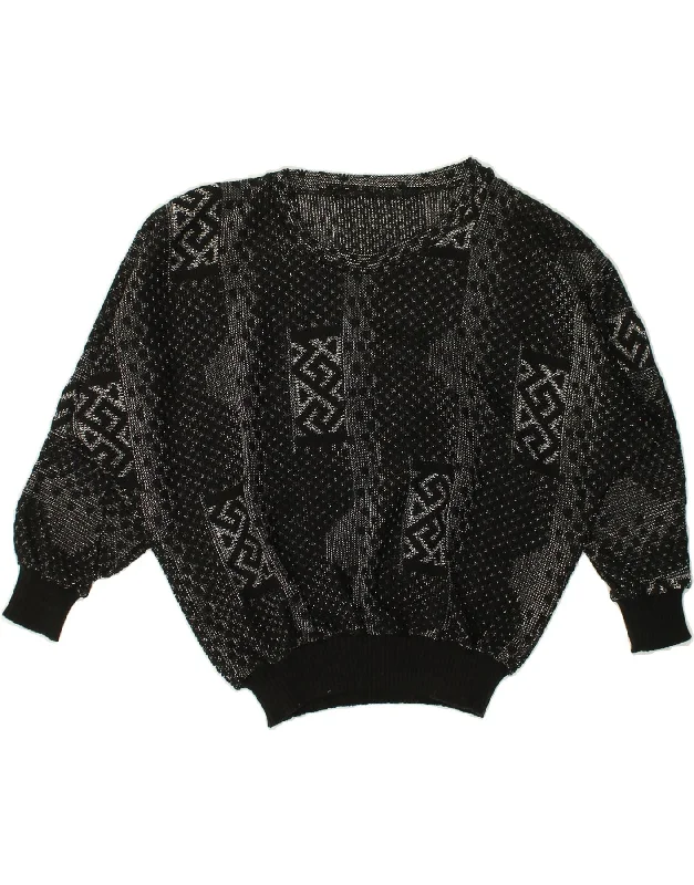 VINTAGE Womens Abstract Pattern Crew Neck Jumper Sweater UK 18 XL Black Bright Pastel Dark VINTAGE Womens Abstract Pattern Crew Neck Jumper Sweater UK 18 XL Black Bright Pastel Dark