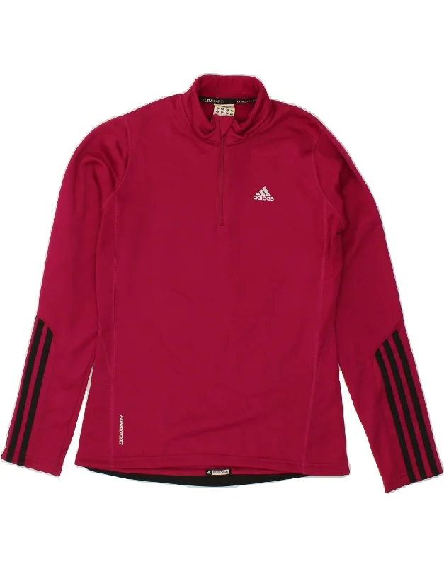 ADIDAS Womens Climawarm Zip Neck Pullover Tracksuit Top UK 10 Small Pink Bolero Style Sweater