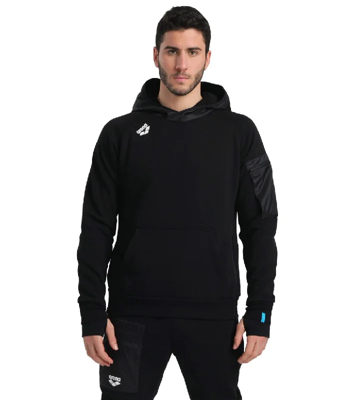 Arena Unisex Tech Pullover Hoodie Black Button Front Sweater