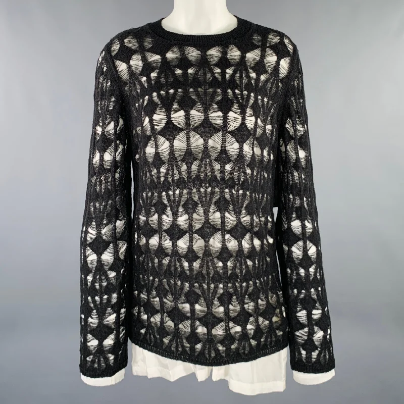 COMME des GARCONS 2022 Size M Black White Acrylic Blend Knit Pullover Box Sleeve Comfort