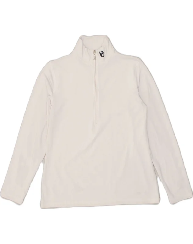 CONTE OF FLORENCE Womens Pullover Tracksuit Top UK 14 Large Off White Zipper Front Cardigan