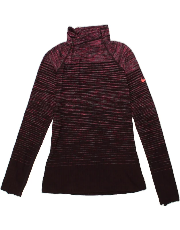 NIKE Womens Pullover Tracksuit Top UK 10 Small Multicoloured Polyester Turtleneck Warm Pullover