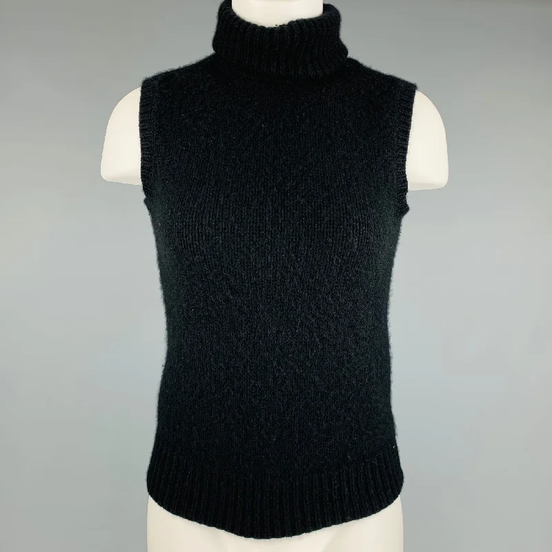 RALPH LAUREN Size S Black Cashmere Sleeveless Pullover Long Sleeve Pullover