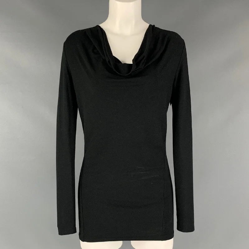RALPH LAUREN Size S Black Viscose  Elastane Long Sleeve Pullover Soft Wool Sweater