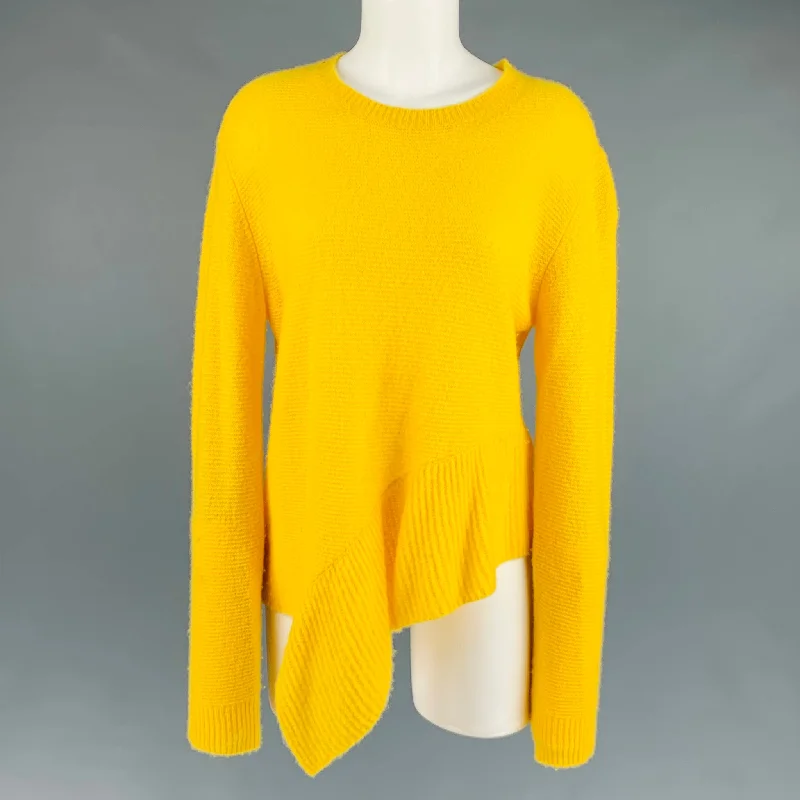 STELLA McCARTNEY Size 6 Yellow Cashmere Silk Asymmetrical Pullover Seamless Knit Pullover